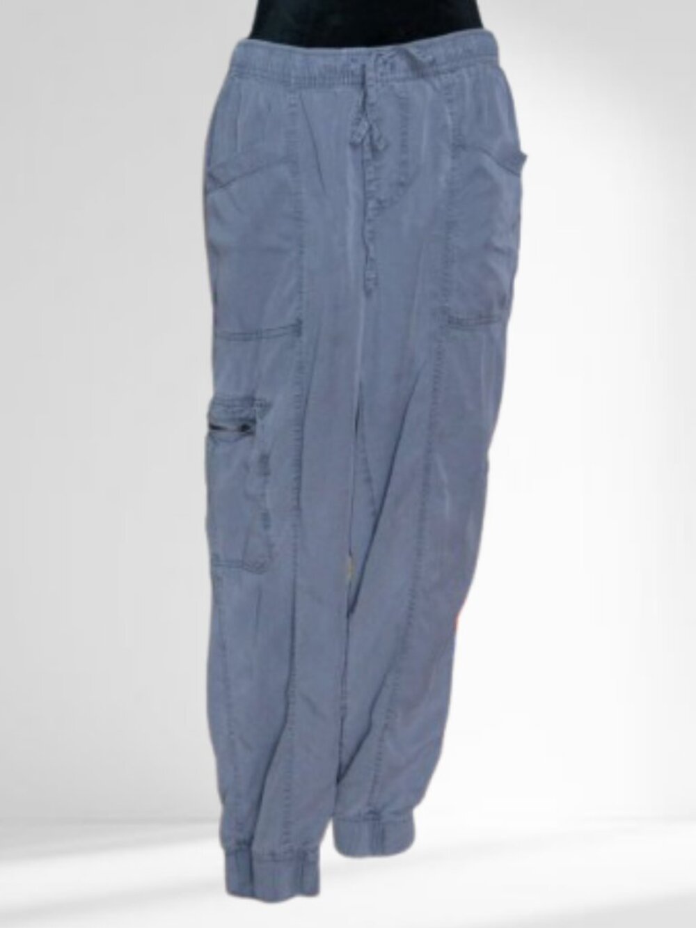Nicole Miller Gray Jogger cargo pant SOFT Lyocell Drawstring LARGE